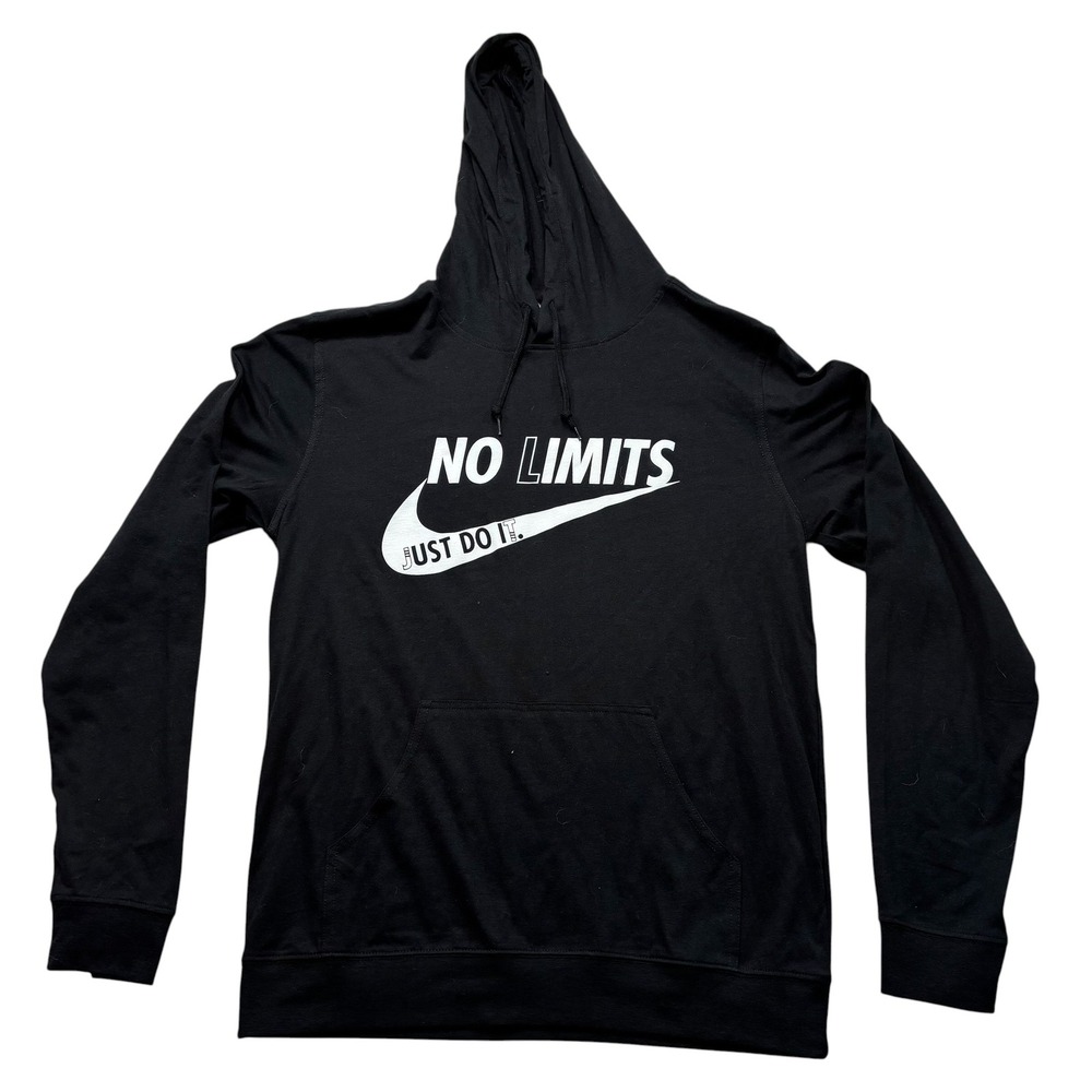 Beimar No Limits‎ Just Do It Graphic Hoodie Med Black Lightweight Pullover #1192